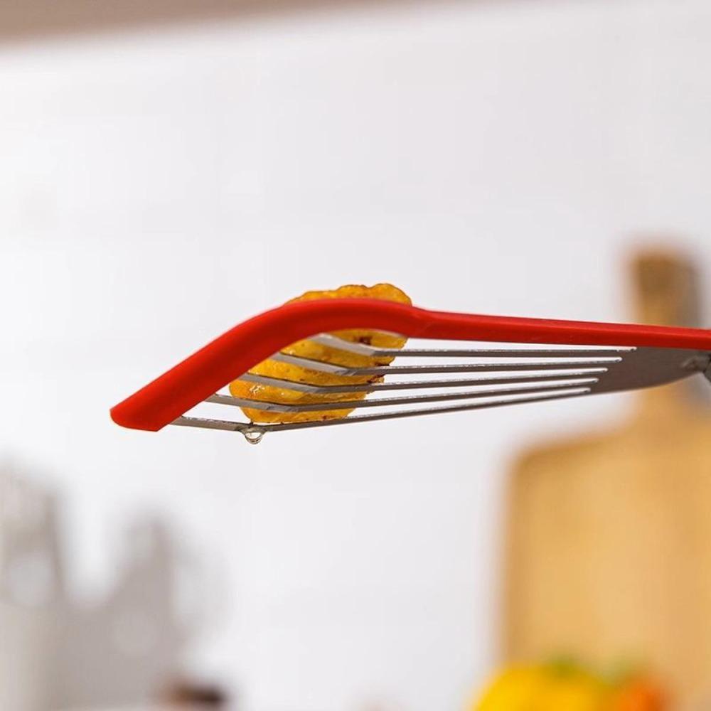 Silicone Handle Fish Frying Spatula Hollow No Damage To Pot Steak Frying Spatula Heat Resistant Butterfly Spatula Nonstick Pan