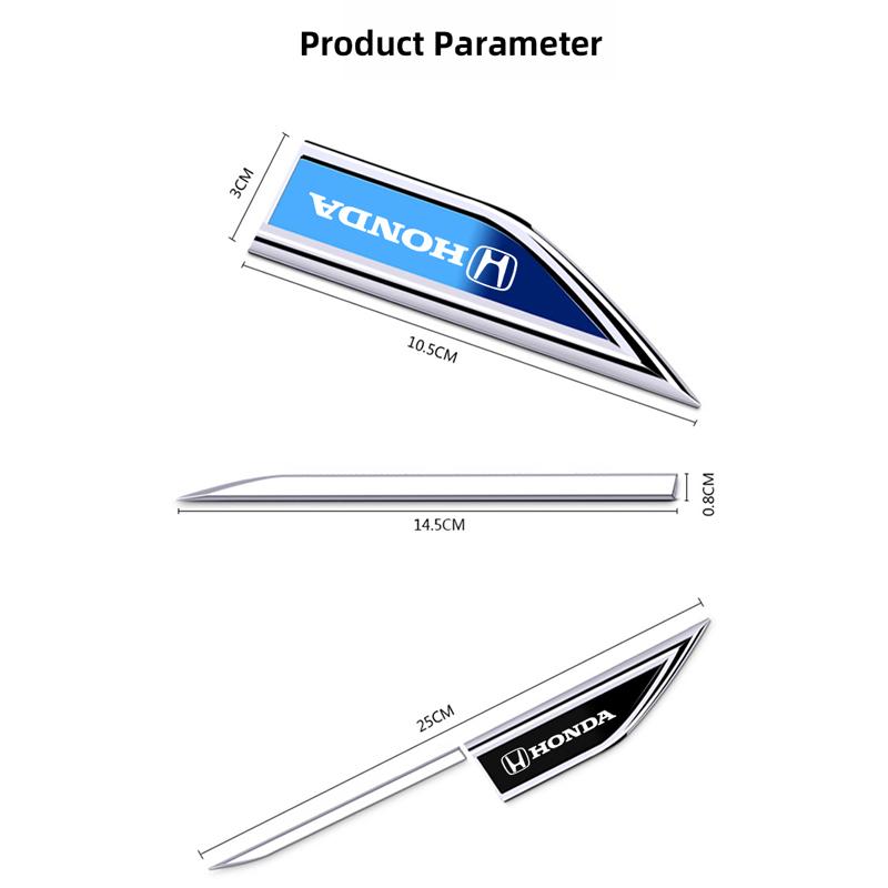 Honda Metal Stickers 2Pcs Car Body Decoration Stickers For Honda Civic FIT Accord Prelude CRV 5th City CRZ CRX Jazz HRV Pilot