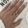 Stainless Steel Gold Plated Ring For Women Natural Stone Obsidian Tiger Eye Stone Stackable Finger Ring Party Minimalist Jewelry