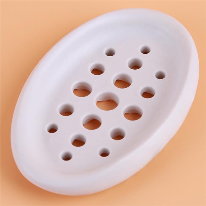 Silicone Soap Dish Storage Holder Tray Drain Soap Box Bathroom Accessories