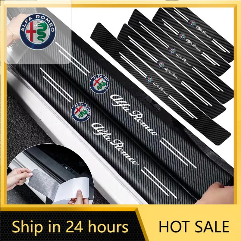 For Alfa Romeo 508 Car Sticker For Alfa Romeo 147 5Pcs For Alfa Romeo GT 147 156 166 Giulia Tonale 4C Car Door Sill Scuff Pl qw2