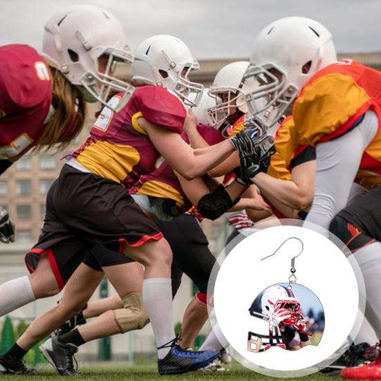 

1 компл. Сублимационные серьги, двусторонние серьги в форме шлема с крючками для сережек и кольцами для прыжков, аксессуары «сделай сам»