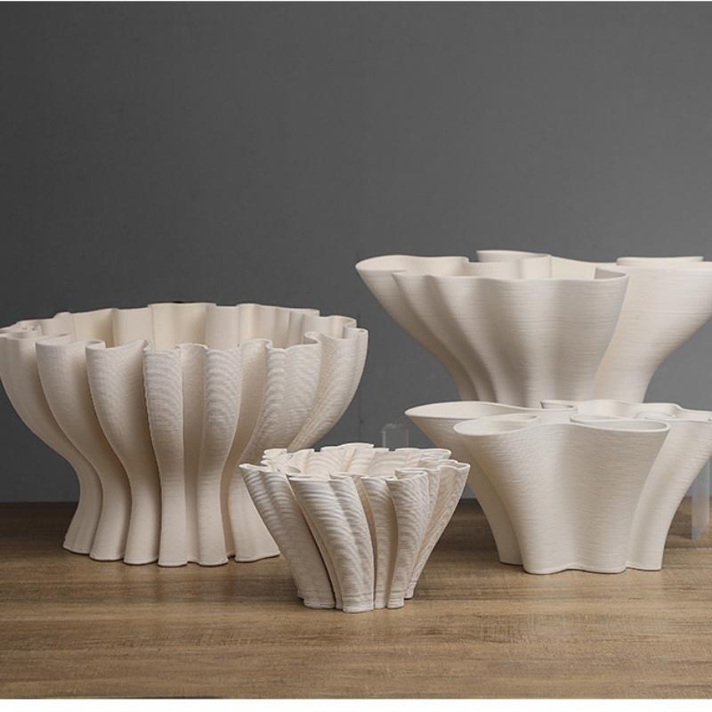 Ceramic Handicrafts Three-dimensional Pleats Petals Flower Vase Flower Arrangement Accessories Flowerpot Home Decoration