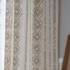 French retro curtain finished semi-blackout kitchen black geometric printing polyester hemp bay window curtain