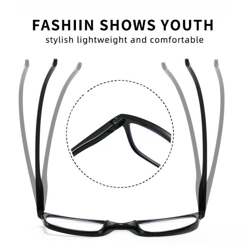 High Definition Portable Adjustable Spring Leg Anti Blue Light Reading Glasses Square PC Frame Presbyopia Eyeglasses