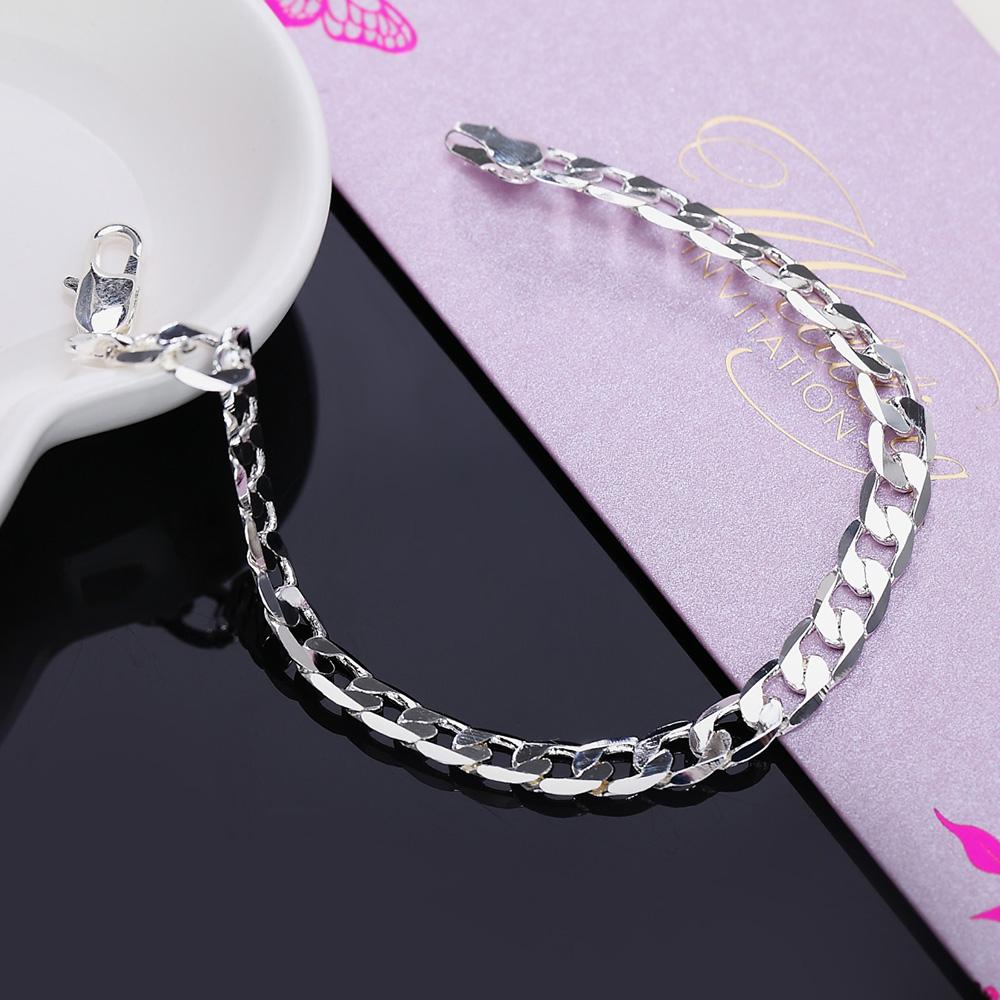 925 Sterling Silver 6mm Sideways Bracelet Wedding Jewelry