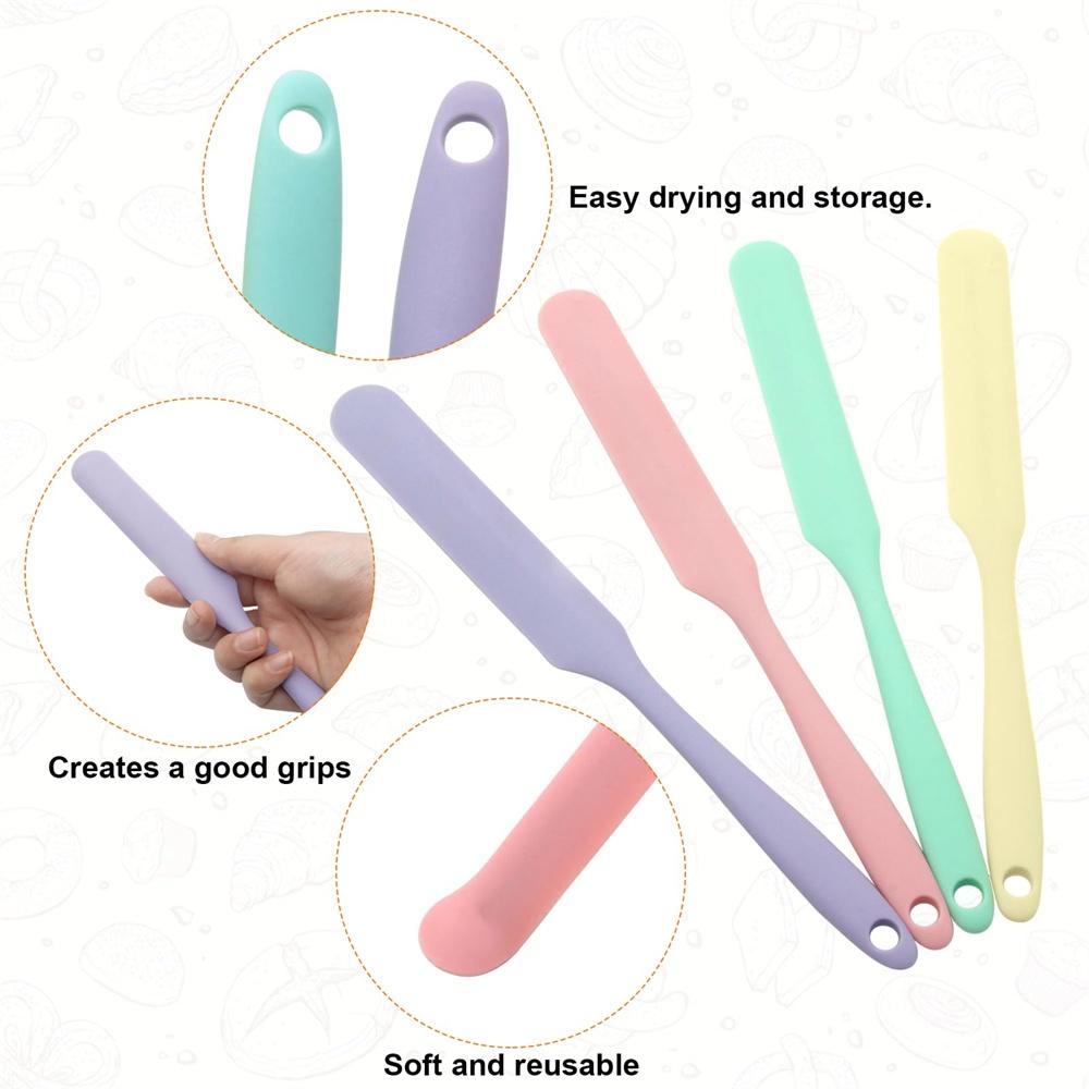 1/4pack Silicone Jar Spatula Long Handle Sourdough Scraper Butter Spatula Multi-functional Household Spare Blade Baking Tools