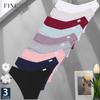 FINETOO 3Pcs/Set Sexy Low Waist Cotton Panties M-3XL Ribbed Breathable Briefs Underwear for Women Gym Fitness Casual Lingerie