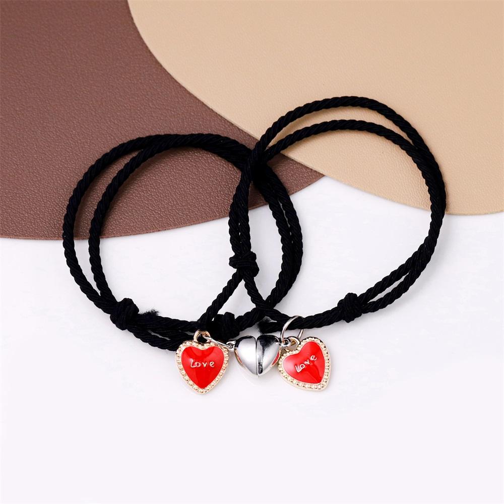 Band Couple Bracelet Magnet Paired Rubber for Lovers Distance Bracelet Women Men Braided String Bracelet Friendship Jewelry Gift
