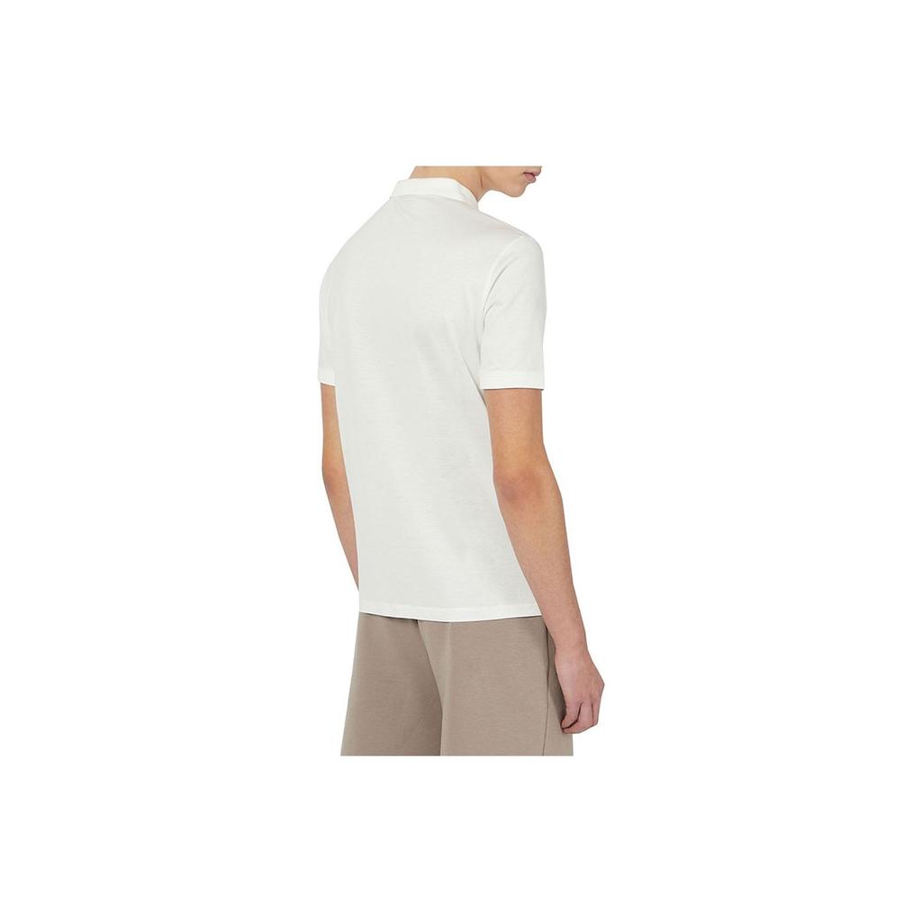 Emporio Armani Geometric Pattern Logo Short Sleeve Polo Shirt Men tops White 3K1FB7-1JUVZ-0101