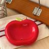 Rote Apfelform Seifenschale Keramik Niedliche Seifenschale Ablage Aufbewahrungsplatte Tragbarer Seifenhalter Ständer Badezimmerzubehör