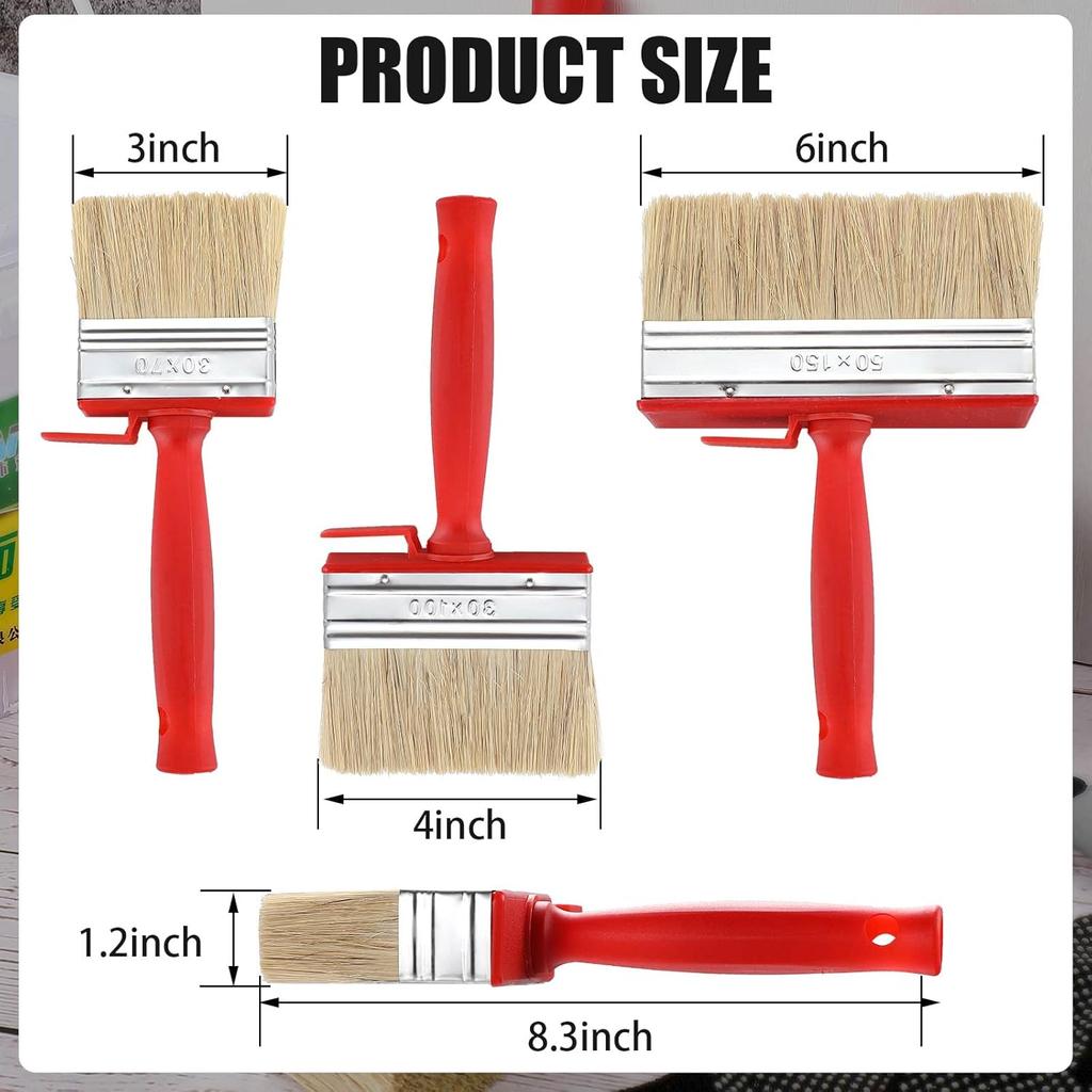 3 Piezas Brochas de Pintar y Sellador para Madera Cepillo Resistente Brochas de Pintar para Paredes Aplicador para Pintar Teñir Cubierta Valla,