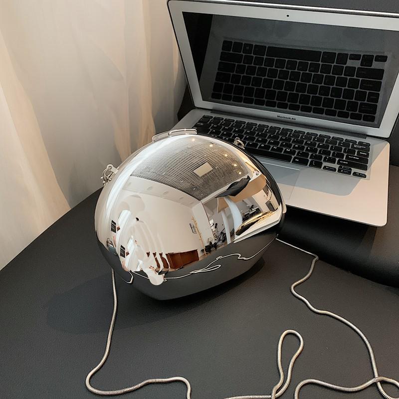 

Вечірній клатч у формі гусячого яйця: Жіноча висококласна розкішна текстурована сумка кросбоді на ланцюжку срібний