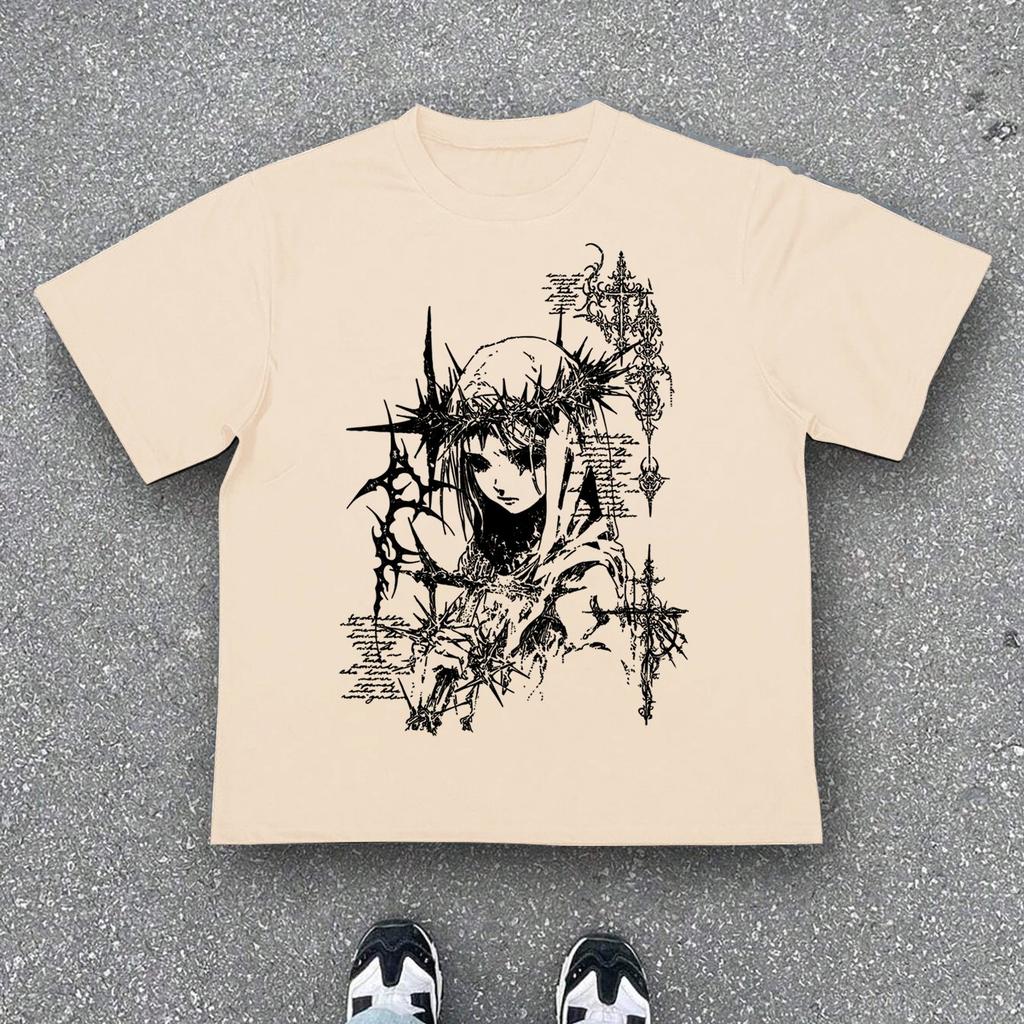 2K High Street Hip-Hop Dark Style Printed Long Sleeve T-Shirt