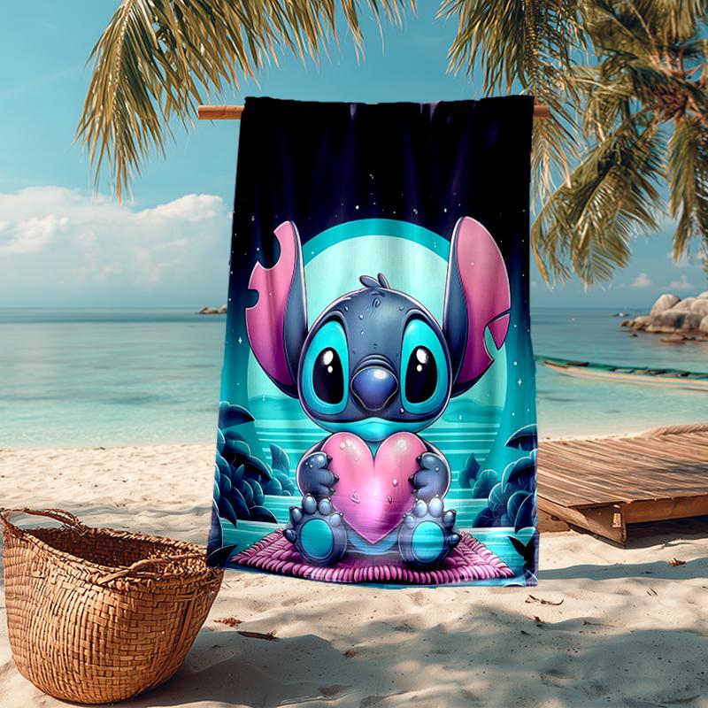 Ultra-Soft Beach Towel with Stitch Theme,Ideal for Pool - Camping, Diving - Perfect Travel Essential, Vibrant Beach Towel.