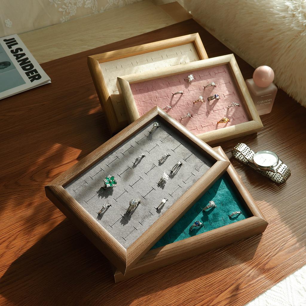 Jewelry Trays Velvet 30 Slot Rings Display Tray Large Capacity Finger Ring Stud Earrings Cufflink Storage Rack Organizer