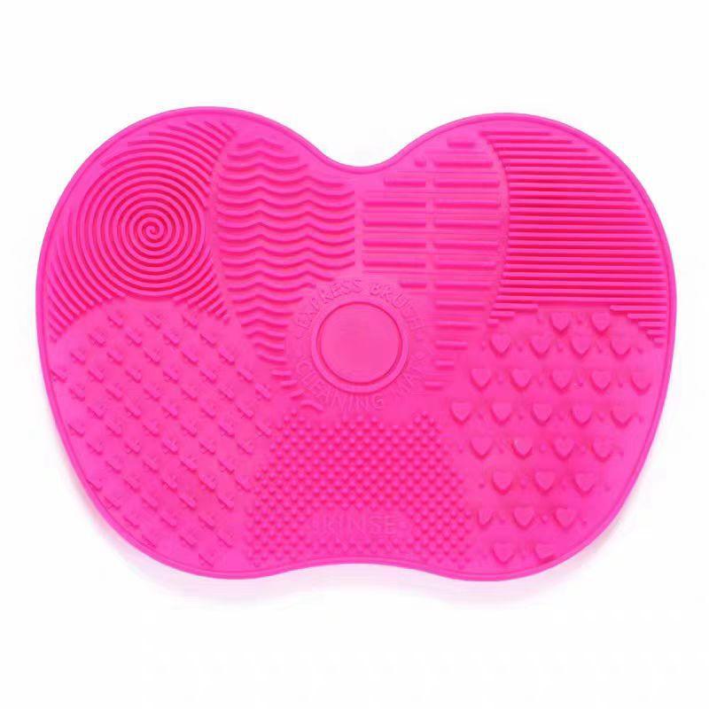 

1Pc Silicone Apple-Shaped Makeup Brush Cleaner Pad With Suction Cup For Effective Cosmetic Tool Cleaning красный
