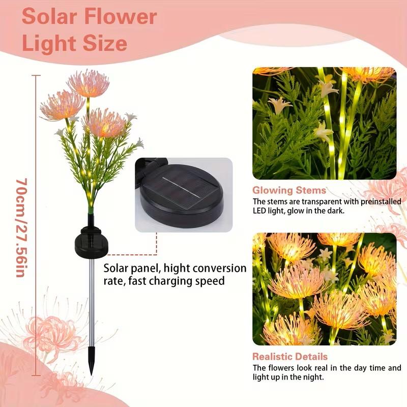 Solar Powered Spider Lily Flower Stake Lights Waterproof Outdoor Garden Decor Lamp for Yard Patio Camping Wedding Decoration