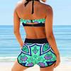 Zweiteiliger Damen-Badeanzug, Badebekleidung, Badeanzug, Strandmode, Tribal-Print, Neckholder, hohe Taille, Bikini-Set