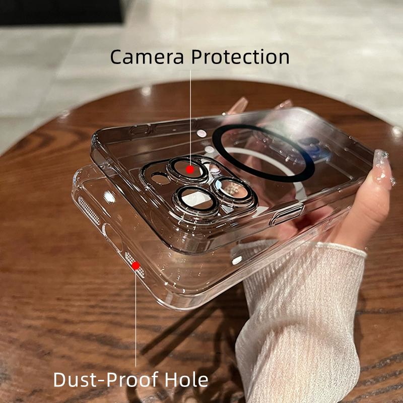 Ultra Thin Hard PC For Magsafe Wireless Charge Case for iPhone 15 14 Plus   11 Pro Max Transparent Magnetic Shockproof Cover