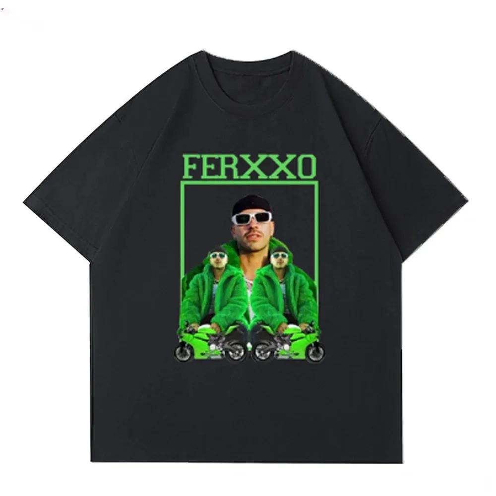 Ferxxo T Shirt Men Rapper Feid Merch Printed Tshirts Summer Casual Short Sleeve Tee Oversized Hip Hop T-Shirts Streetwear Tshirt