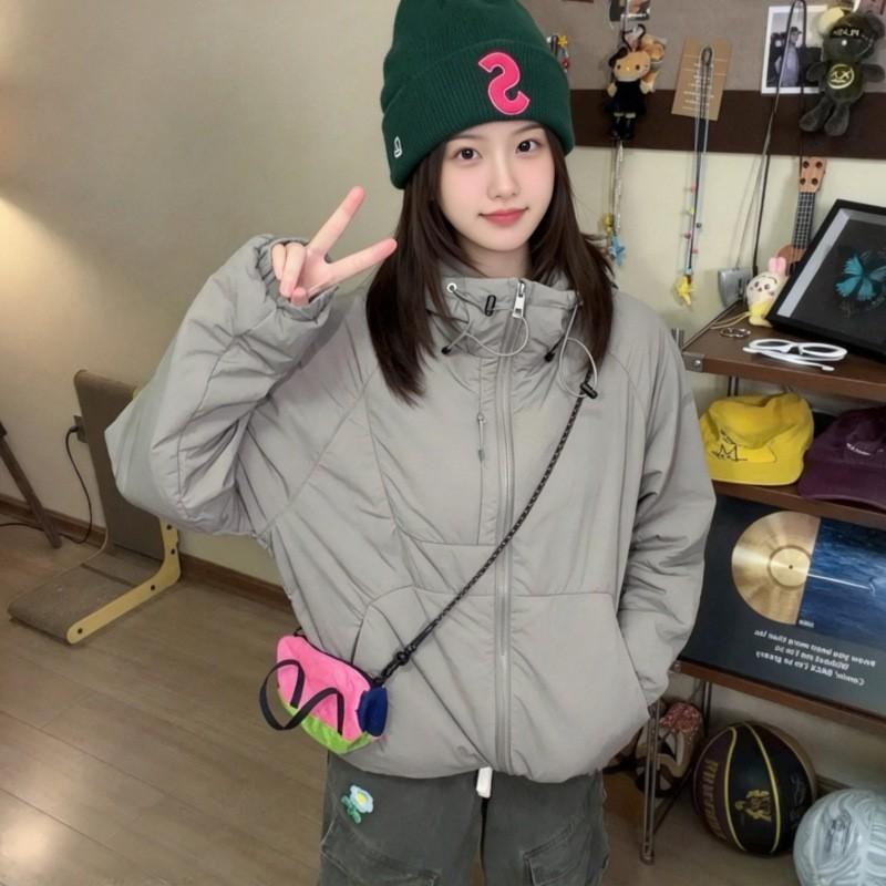 Korean Style Hooded Cotton Jacket Women 2026 Winter Outdoor Lightweight Warm Loose Slim Fit Couple Coat