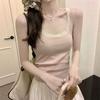 U-neck lace small suspender vest women's summer new slim-fit short sleeveless outer wear bottom and inner top