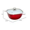D&S 24cm Casserole, 4.3L, Induction Compatible, with Lid, Double-Layer Ceramic Coating, Thick Bottom, Easy to Clean, Shiny Red, DSSHC24-WHRE