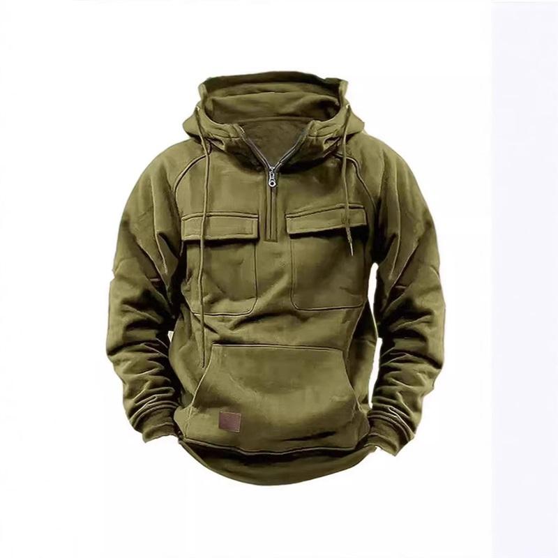 New Men s Sweater Hoodie Solid Color Zipper Multi-pocket Pullover Long-sleeved Casual Sports Top L 2334₽