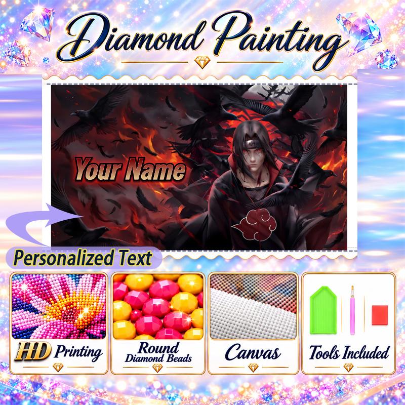 Personalized Itachi Uchiha Diamond Art Custom Name 5D Diamond Painting Full Drill DIY Craft