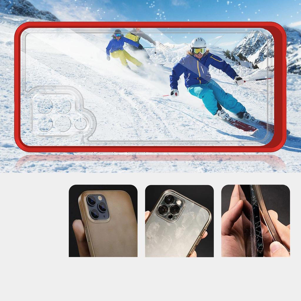 Clear 3In1 Etui Do Samsung Galaxy A42 5G Żelowy Pokrowiec Z Ramką Czerwony