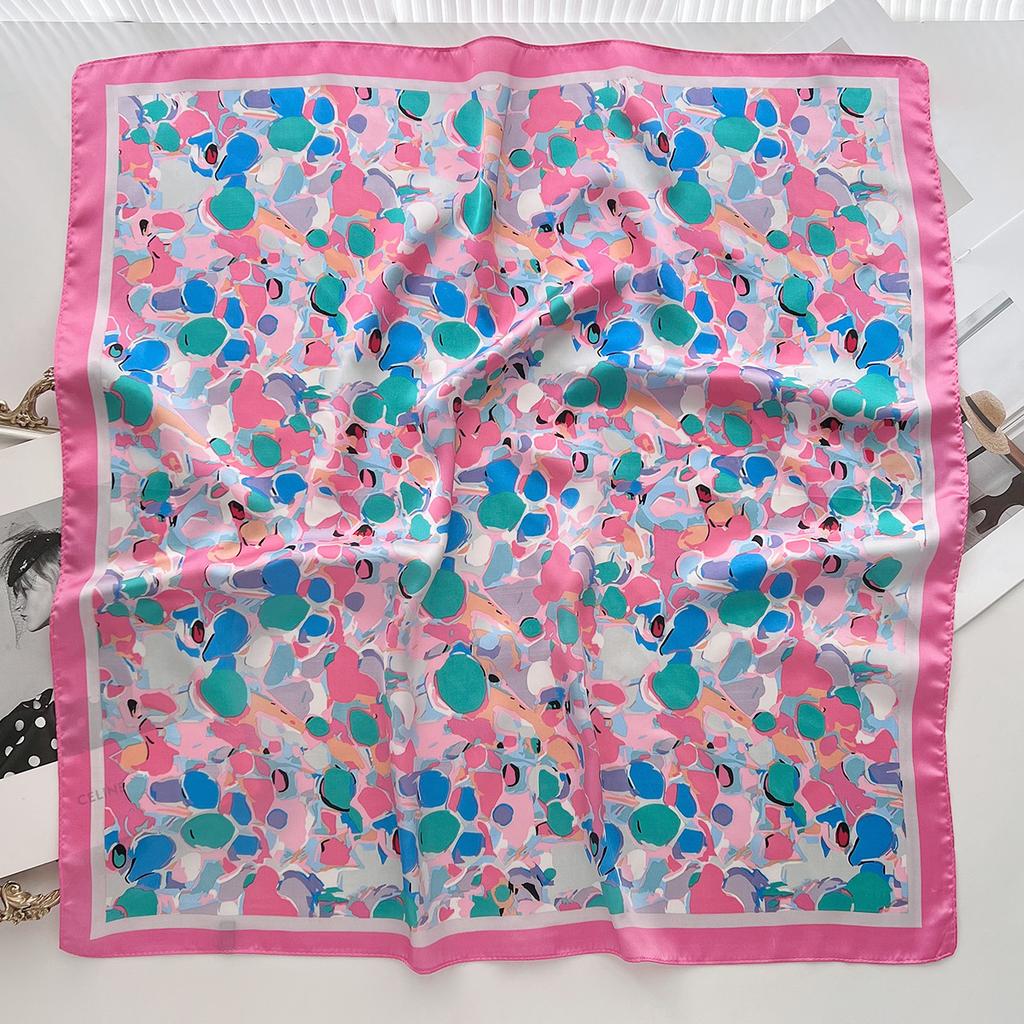 Color Printing Foreign Gas Simulation Silk Scarf Women'S Spring Summer Versatile Office Shawl Windproof Headscarf