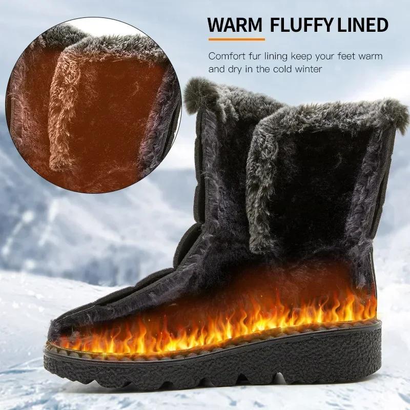 Fashion Couples Ankle Boots Waterproof Winter Boots for Women 2025 New Faux Fur Long Plush Snow Boots Woman Platform Shoes Warm Cotton