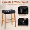 PU Leather Bar Stool Covers Rectangular 100% Waterproof Oilproof Stool Covers Thicker Leather Saddle Stools Slipcover