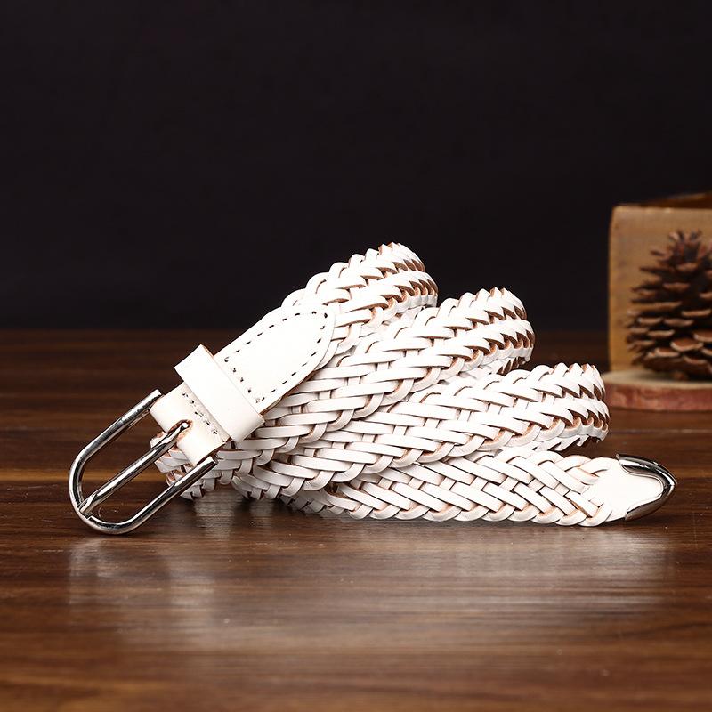 New Fashion Light Luxury Hand-Woven Belt Women'S Genuine Leather Pure Cowhide Woven Belt Women'S Personalized Trend Belt