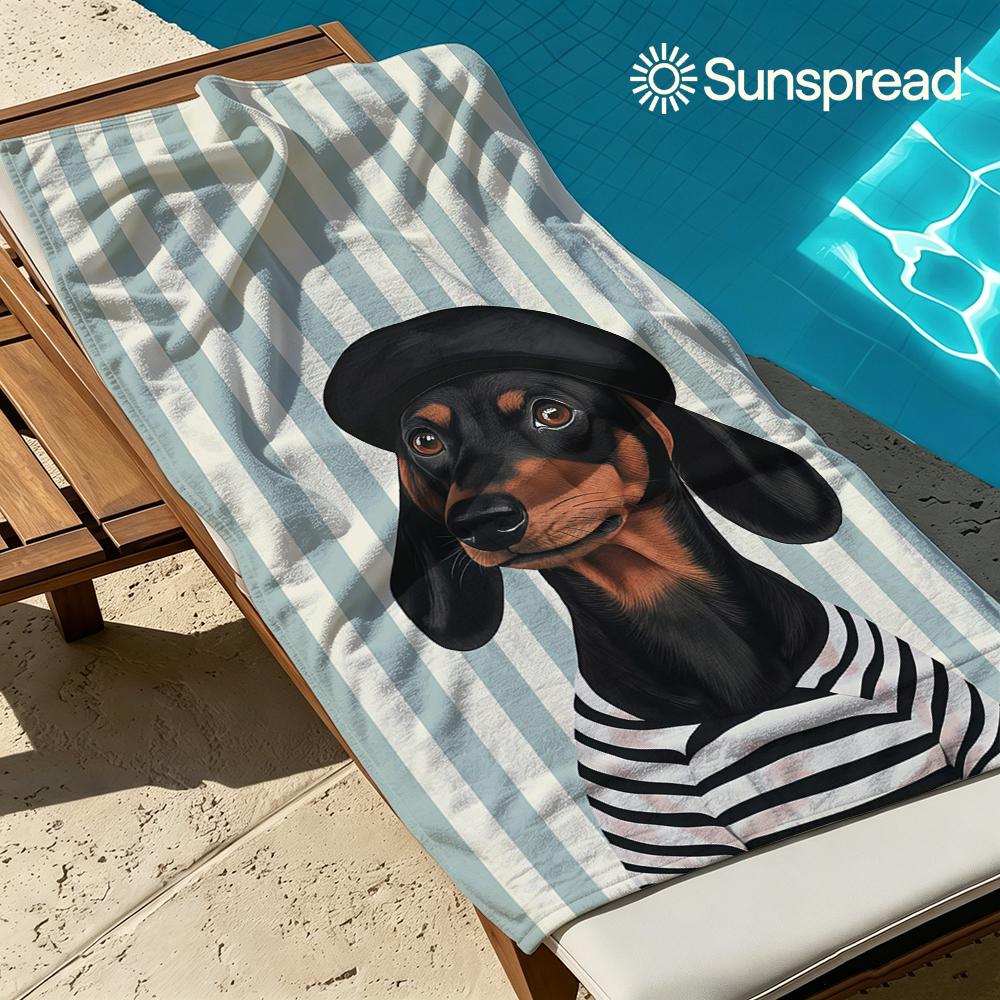 Preppy Gestreifter Dackel Schnelltrocknendes Badetuch Mikrofaser Strandtuch Leichtgewicht Schwimmen Camping Yoga Strand Out