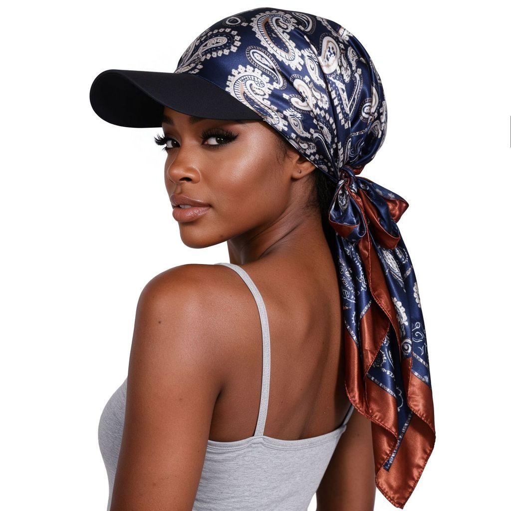 Fashion Print Silk Scarf Headwear With Sun Protection For Outdoor Activities
