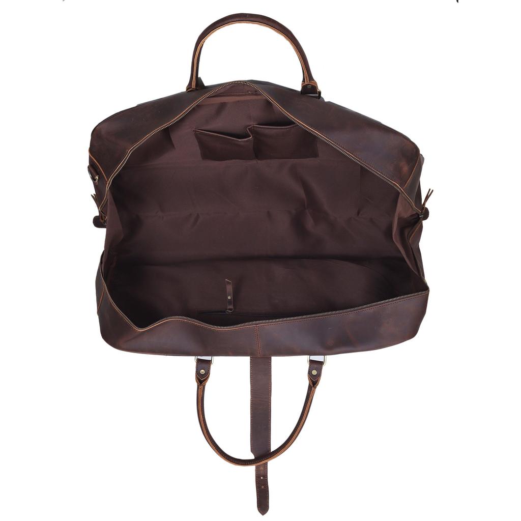 Personalized Leather Duffel Bag: Handmade Mens Weekender Travel Bag