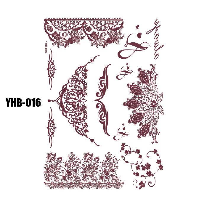 Henna Lace Tattoo Sticker for Back of Hand - Brown, Disposable, Water-Transfer