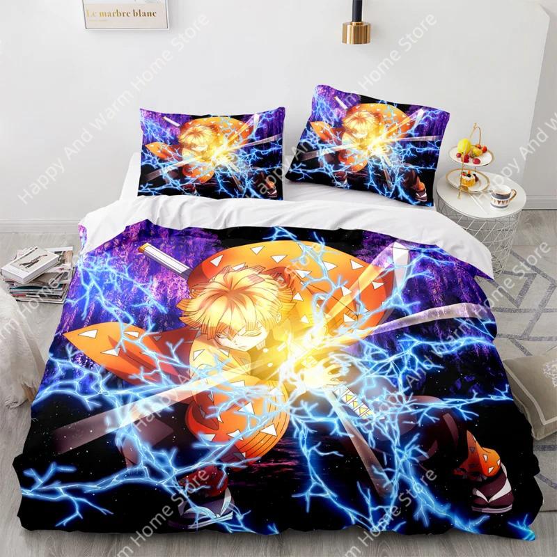 Demon Slayer 3D Beding Set Anime Soft Duvet Cover Pilowcases Single Twin Ful Quen King-Sized Dimensionsd Dimensions Home Decor Quilt Pilowcase Young