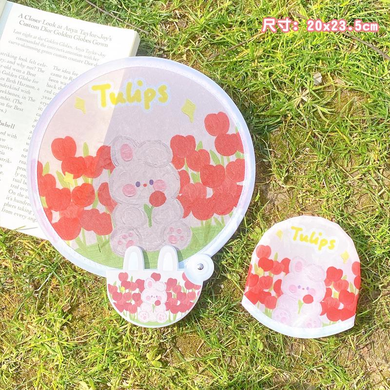 

2 In 1 Cute Folding Fans With Reflector Portable Summer Round Beach Lawn Hand Fan Reusable Self-Timer Prop For Outdoor Travel