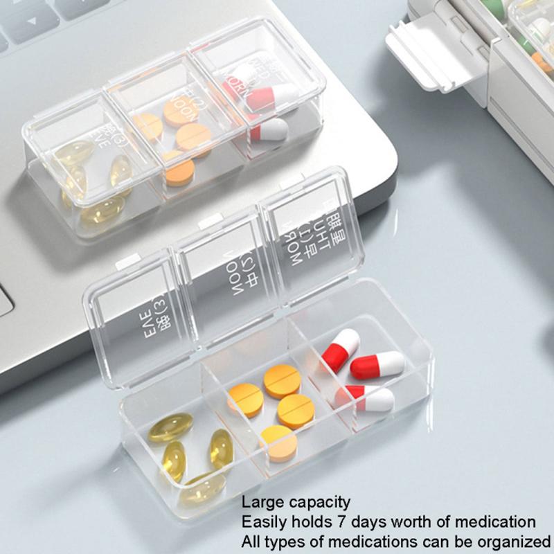 24 Grids Dual Layer Weekly Pill Box 7 Day 3 Times Portable Pill Box Organizer Dispenser (No FDA Certified, BPA-Free)