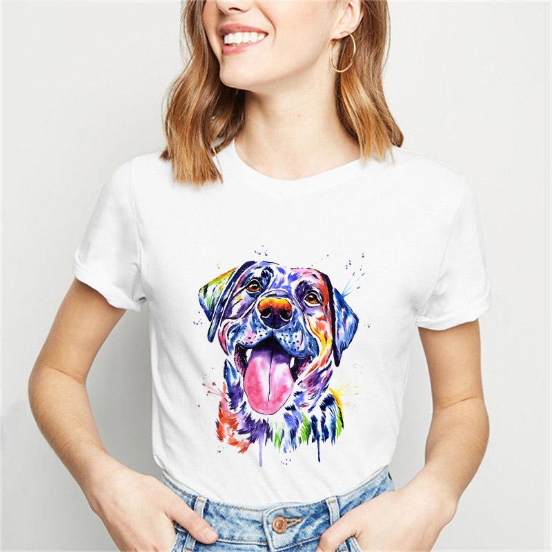 Watercolor Jack Russell Terrier Animal Print T-Shirt Female Harajuku Graphic T-Shirt Dog Lovers Funny T-Shirt Female T-Shirt