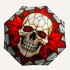 Stained Skull with Red Leaves  DecorUmbrella, Portable 3-Fold Compact Umbrella,Christmas Gift ES653