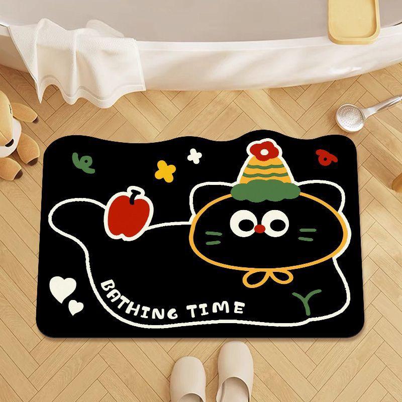 Cute cartoon diatom bathroom floor mat non-slip water absorption quick drying household toilet toilet door foot pad carpet