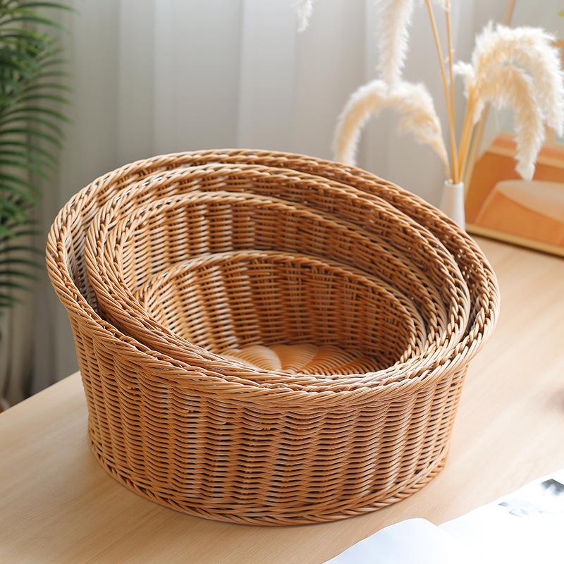 Rattan-Style Angled Bread, Fruit & Snack Display Basket