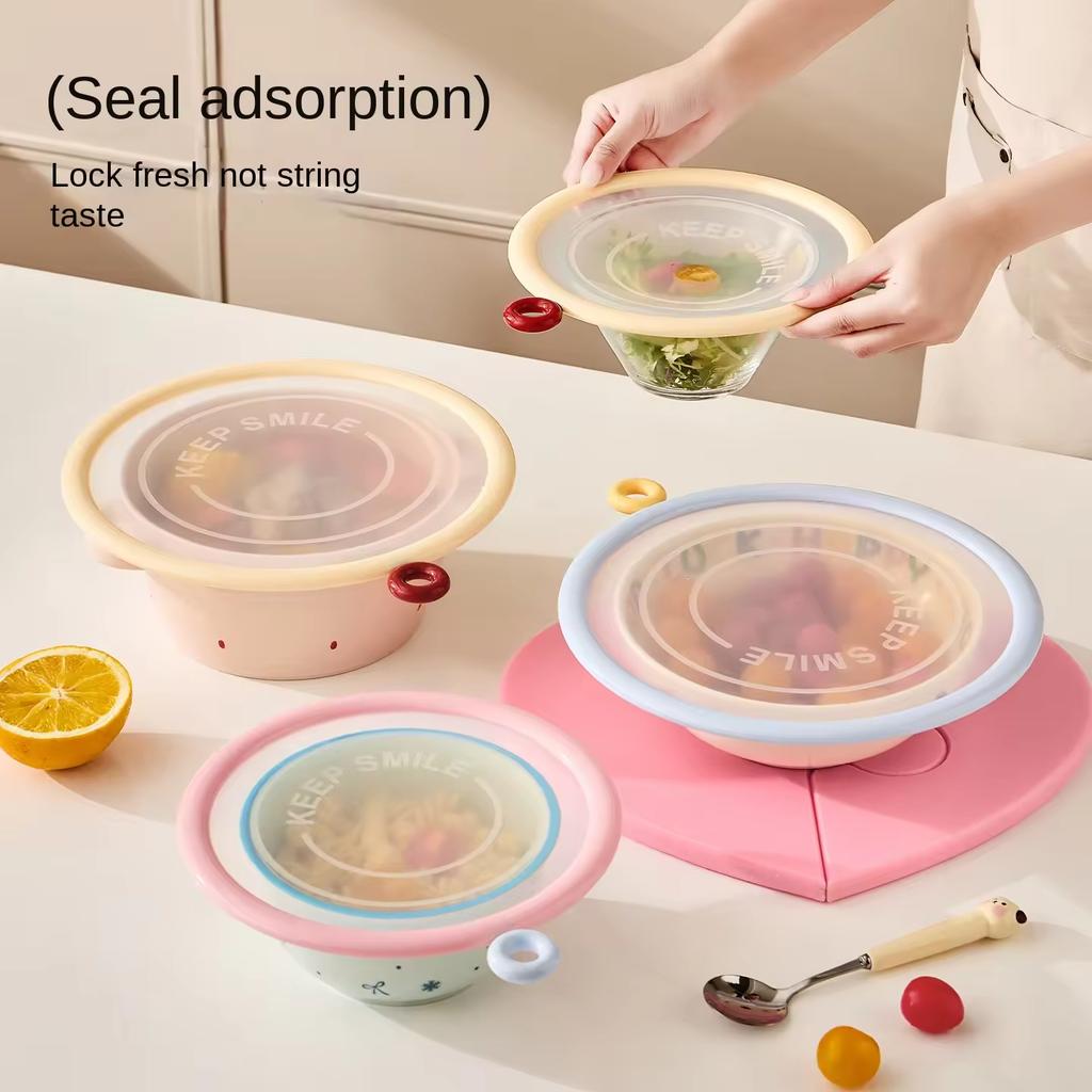 Universal Silicone Fresh-Keeping Lid Reusable Vacuum Suction Bowl Cover Microwave Splash Proof Heat Resistant Food Sealing Lid