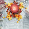 Fall Candle Rings Wreaths Decorative Candle Rings with Artificial Leaves Pumpkin Berries