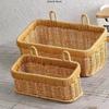 Wall Hanging Woven Storage Basket Set | Plastic Rattan Hanging Organizer with Hooks | 2 Sizes Kitchen Pantry Storage Basket for Home Decor