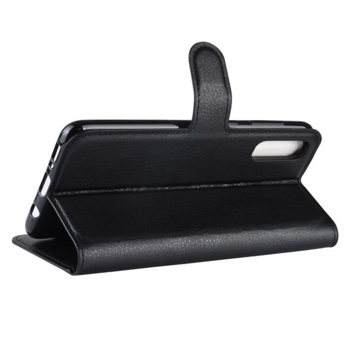 Housse Etui - Samsung - Galaxy A50 - Anti-chocs - Support Pliable - PU Cuir Noir